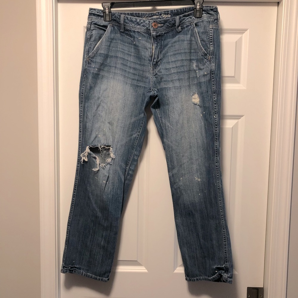 American Eagle boy fit cargo/carpenter jeans - size 14 - blue.